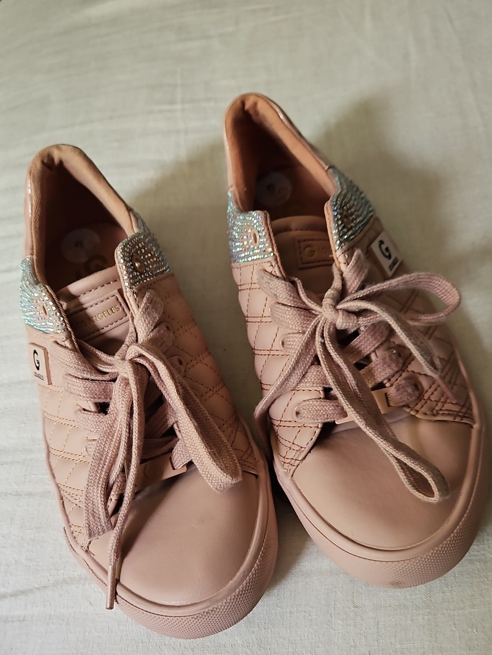 GBG Los Angeles G Guess Rose Pink Blush Quilted Sneakers Sparkle Trim Size 9M